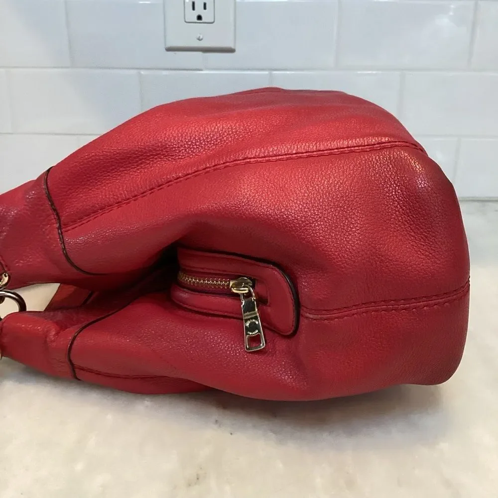Coach Purse Handbag Leather Large Lexy Red Pebbled Shoulder Bag Pocketbook